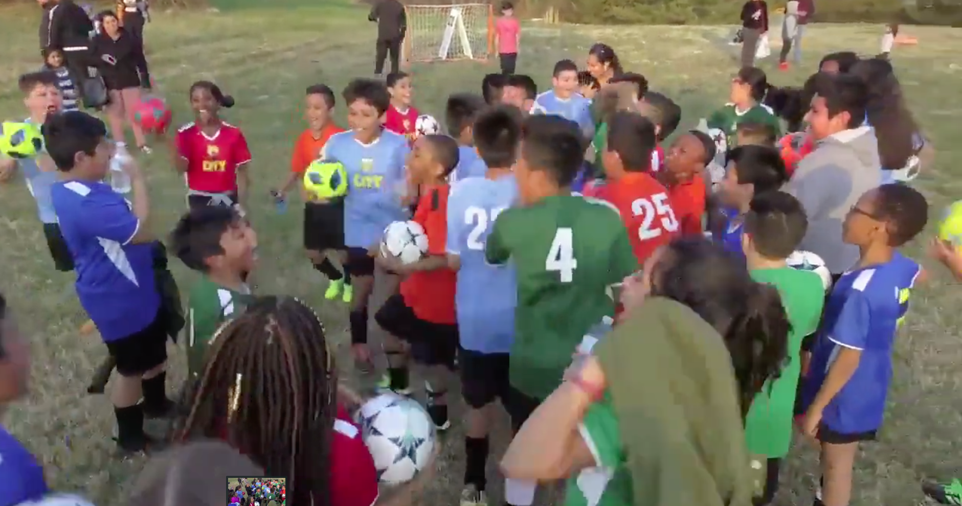 Kids at a soccer camp